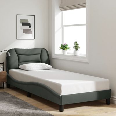 vidaXL Cadre de lit sans matelas gris foncé 80x200 cm tissu