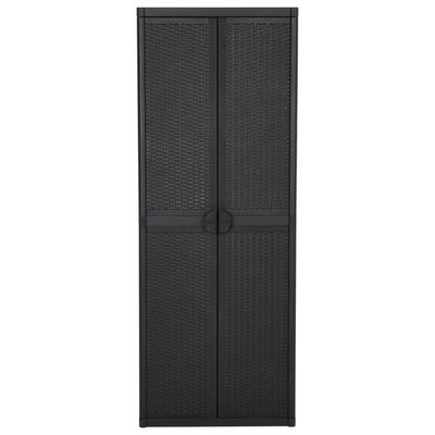 vidaXL Armoire de rangement de jardin Noir 65x45x172 cm PP Rotin