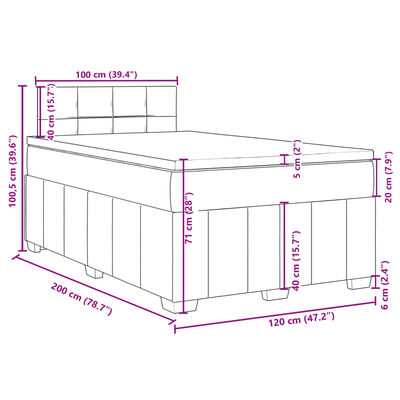 vidaXL Sommier à lattes de lit avec matelas Noir 120x200 cm Tissu