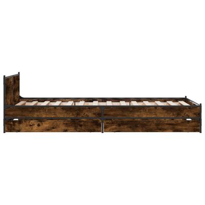 vidaXL Cadre de lit et tiroirs chêne fumé 75x190 cm bois d'ingénierie