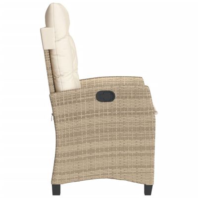 vidaXL Chaise inclinable de jardin avec coussins beige résine tressée