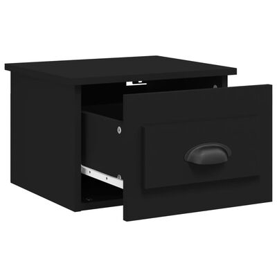 vidaXL Table de chevet murale noir 41,5x36x28 cm