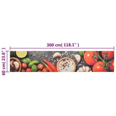 vidaXL Tapis de cuisine lavable impression légumes 60x300 cm velours