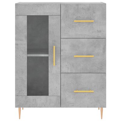 vidaXL Buffet haut Gris béton 69,5x34x180 cm Bois d'ingénierie