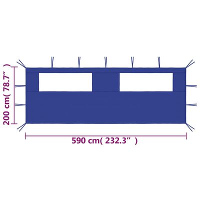 vidaXL Paroi latérale de belvédère avec fenêtres 6x2 m Bleu