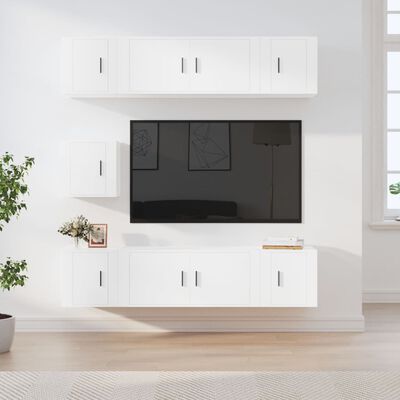 vidaXL Ensemble de meubles TV 7 pcs Blanc Bois d'ingénierie