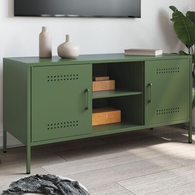 vidaXL Meuble TV vert olive 100,5x39x50,5 cm acier