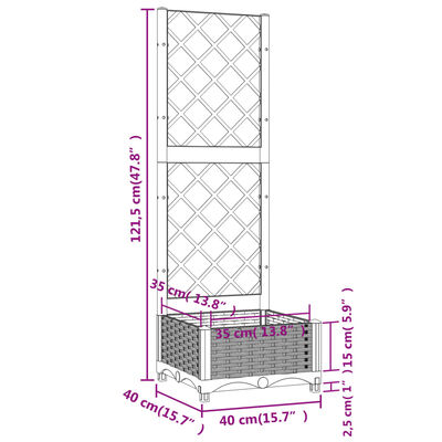 vidaXL Jardinière avec treillis Blanc 40x40x121,5 cm PP