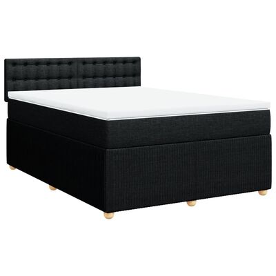 vidaXL Sommier à lattes de lit avec matelas Noir 140x200 cm Tissu