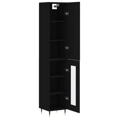 vidaXL Buffet haut Noir 34,5x34x180 cm Bois d'ingénierie