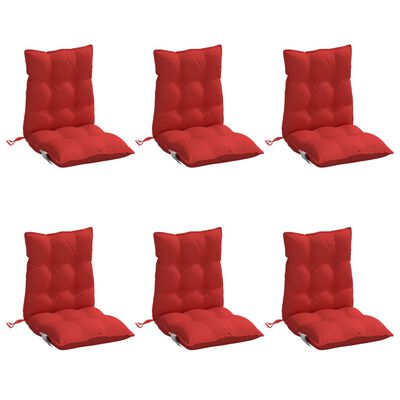 vidaXL Coussins de chaise à dossier bas lot de 6 rouge tissu oxford