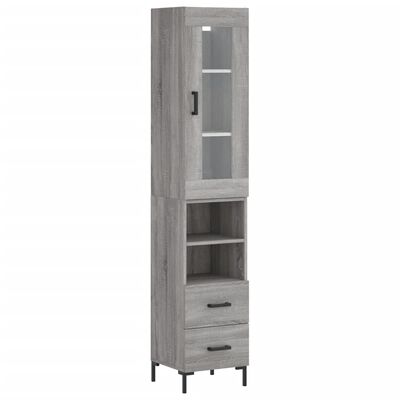 vidaXL Buffet haut Sonoma gris 34,5x34x180 cm Bois d'ingénierie