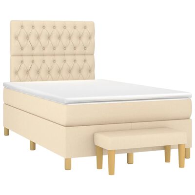 vidaXL Sommier à lattes de lit avec matelas crème 120x190 cm tissu