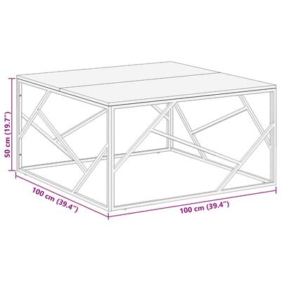 vidaXL Table basse argenté acier inoxydable et bois de mélèze massif