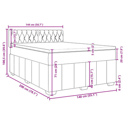 vidaXL Sommier à lattes de lit avec matelas Marron foncé 140x200 cm