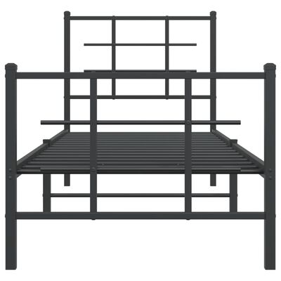 vidaXL Cadre de lit métal sans matelas avec pied de lit noir 75x190 cm