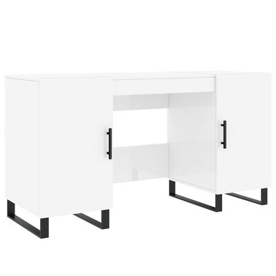 vidaXL Bureau Blanc brillant 140x50x75 cm Bois d'ingénierie