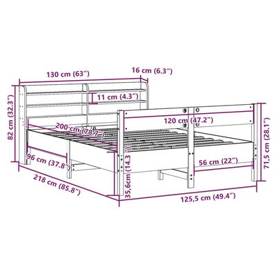 vidaXL Cadre de lit sans matelas blanc 120x200 cm bois de pin massif