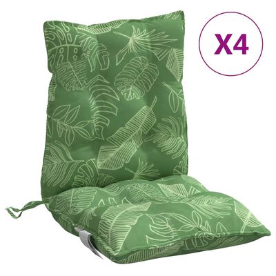 vidaXL Coussins de chaise à dossier bas lot de 4 modèle de feuille