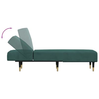 vidaXL Chaise longue vert foncé velours