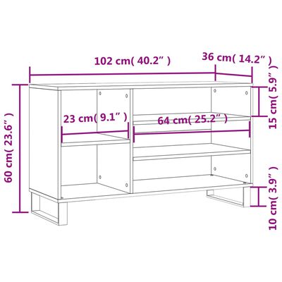 vidaXL Armoire à chaussures Chêne marron 102x36x60cm Bois d'ingénierie