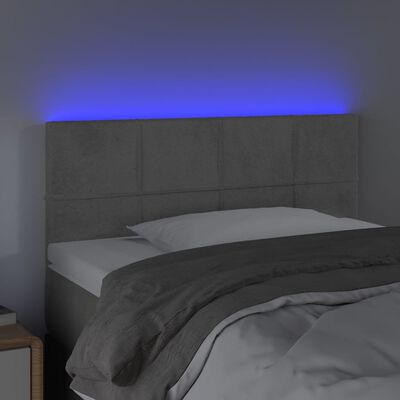 vidaXL Tête de lit à LED Gris clair 100x5x78/88 cm Velours