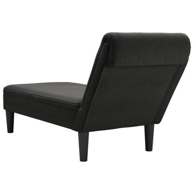 vidaXL Fauteuil long avec coussin et accoudoir droit noir tissu