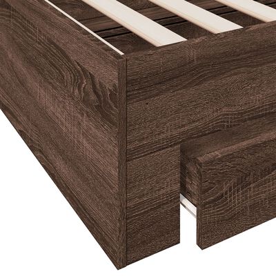 vidaXL Cadre de lit avec tiroirs sans matelas chêne marron 140x190 cm