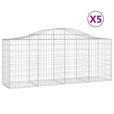 vidaXL Paniers à gabions arqués 5 pcs 200x50x80/100 cm Fer galvanisé