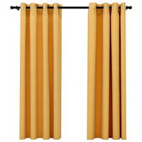 vidaXL Rideaux occultants Aspect lin à œillets 2 pcs Jaune 140x175 cm