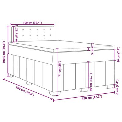 vidaXL Sommier à lattes de lit avec matelas gris foncé 120x190cm tissu