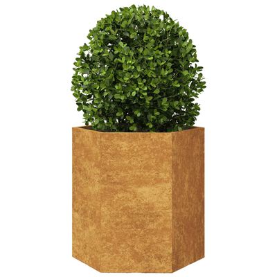 vidaXL Jardinière hexagone 46x40x45 cm acier corten