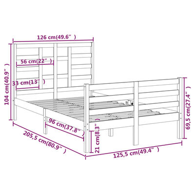 vidaXL Cadre de lit Blanc Bois massif 120x200 cm