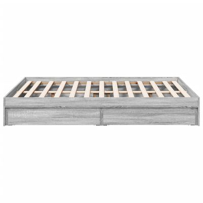 vidaXL Cadre de lit et tiroirs sonoma gris 135x190 cm bois ingénierie