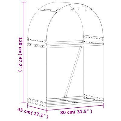 vidaXL Porte-bûches vert 80x45x120 cm acier galvanisé