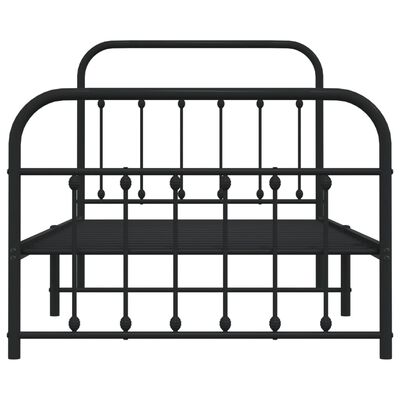 vidaXL Cadre de lit métal sans matelas avec pied de lit noir 100x190cm