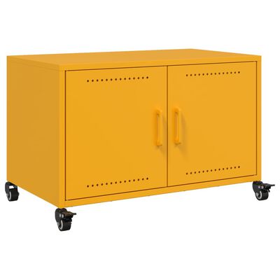 vidaXL Meuble TV jaune moutarde 68x39x43,5 cm acier