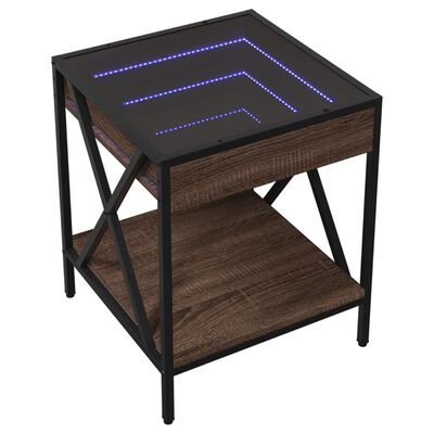 vidaXL Table basse avec LED Infinity chêne marron 40x40x49 cm