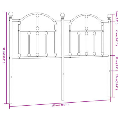 vidaXL Tête de lit métal blanc 120 cm