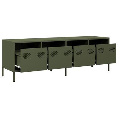 vidaXL Meuble TV vert olive 135x39x43,5 cm acier laminé à froid