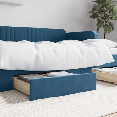 vidaXL Tiroirs de lit 2 pcs bleu bois d'ingénierie et tissu