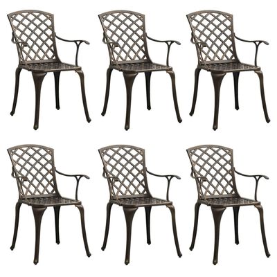 vidaXL Chaises de jardin lot de 6 fonte d'aluminium bronze