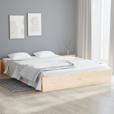 vidaXL Cadre de lit bois massif 135x190 cm double