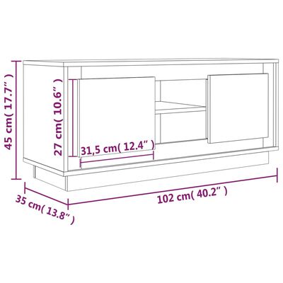 vidaXL Meuble TV noir 102x35x45 cm bois d'ingénierie