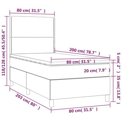 vidaXL Sommier à lattes de lit et matelas et LED Taupe 80x200cm Tissu