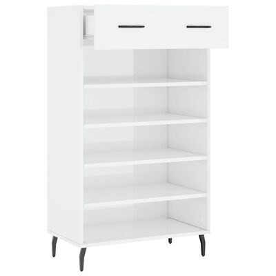 vidaXL Armoire à chaussure Blanc brillant 60x35x105 cm Bois ingénierie