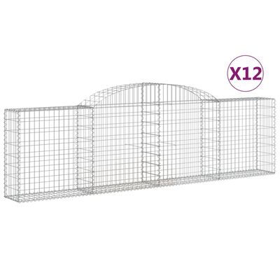 vidaXL Paniers à gabions arqués 12 pcs 300x30x80/100 cm fer galvanisé