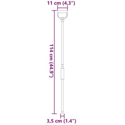 vidaXL Poignée de fourche Ø11x114 cm argenté acier