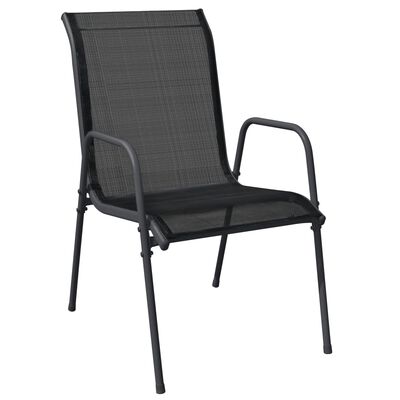 vidaXL Ensemble à manger de jardin 7 pcs noir textilène et acier