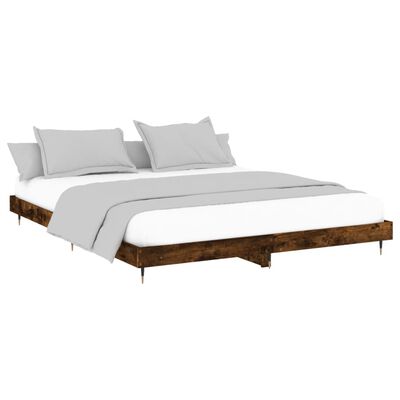 vidaXL Cadre de lit sans matelas chêne fumé 120x200 cm bois ingénierie